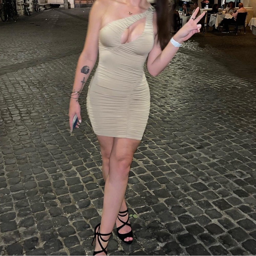 One strap nude dress